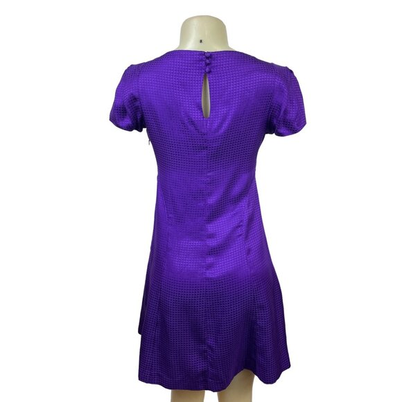 Banana Republic Women’s Purple Puff Sleeve Knee Length A-line Dress Size 0 - Picture 5 of 8